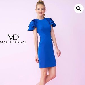 MacDuggal short dress with ruffle sleeves